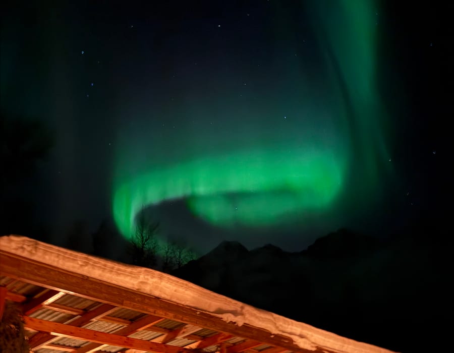 Northern Lights above the basecamp shelter